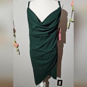 NWT Emerald Sundae Satin Drape Neck Midi Dress Plus Size 20